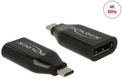Delock Adapter USB Type-C csatlakozódugóval - DisplayPort csatlakozóhüvellyel (DP váltakozó mód) 4K 60 Hz (64151) (64151)