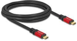 Delock USB 5 Gbps kábel USB Type-C apa - apa PD 3.0 100 W E-Marker 2 m piros fém (80091) (80091) - pepita