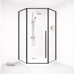 InspiroDesign Design Penta Gun-Metal, ötszögletű zuhanykabin, zuhanytálcával, 90x90 cm (ZPEN-90x90T)