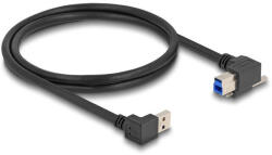 Delock USB 5 Gbps kábel A-típusú USB apa 90 -ban lefelé hajlított B-típusú USB apa csavarral 90 -ban jobbra hajlított 1 m fekete