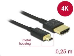 Delock Nagysebességű HDMI-kábel Ethernettel - HDMI-A-csatlakozó > HDMI Micro-D-csatlakozó 3D 4K 0.25m (85119) (85119) - pepita