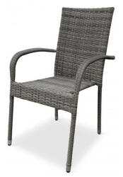  Kerti szék, Margarita, szürke, 94 x 64 x 56 cm, acélvázas, szintetikus rattan fonat, komplett szállítással (3EXN0029)