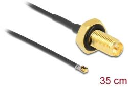 Delock Antenna kábel RP-SMA anya válaszfali csatlakozóval apa MHF 4L LK-dugó 1.37 35 cm menethossz (12659)