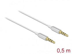 Delock Stereo Jack Cable 3.5mm 4 pin male to male Ultra Slim 0, 5m White 66073 (66073)