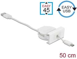 Delock Easy 45 modul USB 2.0 behúzhatós kábel A-típusú USB - Micro-B típusú EASY-USB csatlakozókkal (81319) - pepita