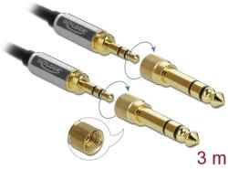 Delock Sztereó kábel 3, 5 mm-es 3 pólusú apa apa, csavaros adapterrel 3 m (85787) - pepita