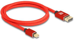 Delock Mini DisplayPort - DisplayPort-kábel 8K 60 Hz 1 m piros fém retesz nélküli