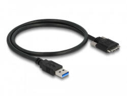 Delock Kábel USB 3.0 A-Típusú dugó - Micro-B Típusú dugó csavarokkal ellátott 0, 5 m (87798) - pepita
