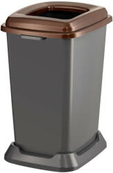 PLANET Szelektív hulladékgyűjtő konténer, műanyag, nyitott fedeles, barna, 50L (UP900BR) - pepita