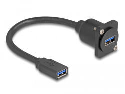 Delock D-típusú USB 5 Gbps kábel A-típusú anya A-típusú anya fekete 20 cm (87983) - pepita