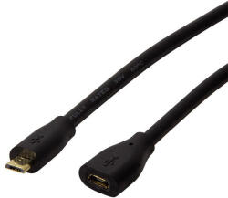 LogiLink USB 2.0 kábel, Micro-USB/M - Micro-USB/F, fekete, 1 m (CU0121) - pepita
