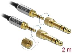 Delock Sztereó kábel 3, 5 mm-es 3 pólusú apa apa, csavaros adapterrel 2 m (85786) - pepita