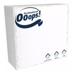 Ooops! szalvéta 33X33cm, 2r. , 1/4 hajtás, FEHÉR, 100 lap/csg, 20csg/karton, 36karton/raklap (KSC21002250)