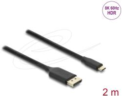 Delock USB Type-C - DisplayPort kábel (DP Alt Mode) 8K 60 Hz-hez HDR funkcióval 2 m fekete (80165) - pepita