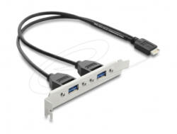 Delock USB E típusú B kulcsos apa csatlakozó - 2 x USB 5 Gbps A-típusú aljzat, rekeszrögzítéses csatlakozókábel, 35, 5cm (67346) (67346)