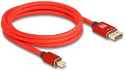 Delock Mini DisplayPort - DisplayPort-kábel 8K 60 Hz 2 m piros fém retesz nélküli