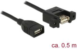 Delock Kábel, USB 2.0-s A típusú csatlakozóhüvely & gt; USB 2.0-s A-típusú csatlakozóhüvely, panelrögzít (85459)