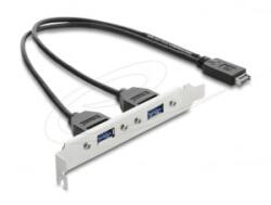 Delock USB E típusú A kulcsos apa csatlakozó - 2 x USB 5 Gbps A-típusú aljzat, rekeszrögzítéses csatlakozókábel, 35, 5cm (67345) (67345)