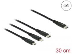 Delock 3 az 1-ben USB-C apa -> Lightning, Micro-USB, USB-C kábel 30cm (87148)