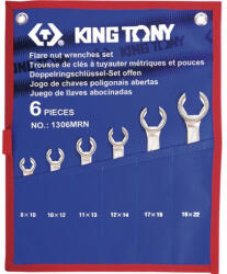 KING TONY 6 részes fékcsőkulcs készlet 8-22mm (8x10 / 10x12 / 11x13 / 12x14 / 17x19 / 19x22 mm)1306MRN (1306MRN)