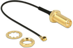 Delock Antennakábel RP-SMA csatlakozó válaszfal & gt; MHF / U. FL-LP-068 kompatibilis dugó 100 mm menet (89471)