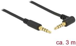 Delock Sztereó Jack Kábel 3, 5 mm 4 tűs férfi & gt; férfi szögben hajlított 1m fekete (85616)