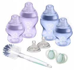 Tommee Tippee Set biberoane nou-născuți - 2 biberoane de 150 ml și 2x260 ml, 9 piese Closer to Nature violet (136744)