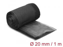 Delock Hőellenálló EMI Shielding fonott borítás tépőzáras rögzítővel, 1 m x 20 mm méretű, fekete (20841) - pepita