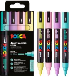 uni Marker varf 1.8-2.5 mm UNI Posca PC-5M 4P, 4 culori/set pastel