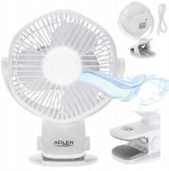 Adler Ventilátor Csiptetővel Akkumulátor Usb Led lámpa Szélmalom Hordozható Csendes (AD7335)