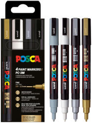 uni Marker varf 0.9-1.3 mm UNI Posca PC-3M 4P, 4 culori/set NeoDeco