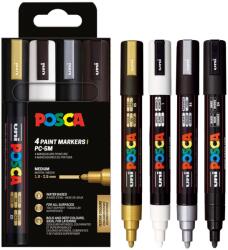 uni Marker varf 1.8-2.5 mm UNI Posca PC-5M 4P, 4 culori/set NeoDeco