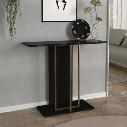 TopMebel Конзола Brandy TopMebel от меламин в черен - черен мрамор - златен цвят 90x29.6x76.8cm