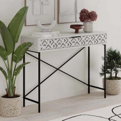 TopMebel Конзола Heaton TopMebel метал-меламин в античен бял цвят 110x35, 6x90cm