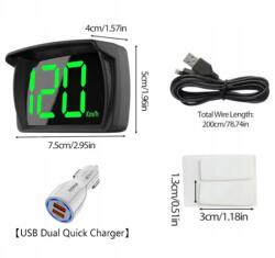  Multifunkciós Led sebességmérő Gps Hud Digitális Km/h 80 x 54mm adapterrel