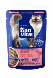Optivital Tasak macskaeledel nedves, marhahús 0, 85 g Optivital