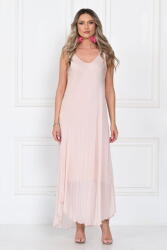 SHOPIKA Rochie lunga din matase cu croi fluid si bretele fine, eleganta, roz delicat Talie unica