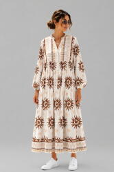 SHOPIKA Rochie maxi din vascoza cu imprimeu solar si inspiratie boho, alb-maro Talie unica