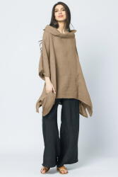 SHOPIKA Bluza lunga in colturi, din in, cu gluga, camel Talie unica