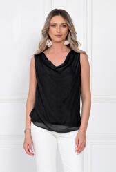 SHOPIKA Top dama elegant lejer cu decolteu drapat si croi fluid, negru Talie unica