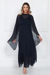 SHOPIKA Capa dama din matase si vascoza tip kimono, croi fluid pentru layering, bleumarin Talie unica