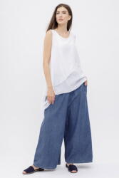 Shopika Pantaloni largi de vara din bumbac, albastru jeans Talie unica
