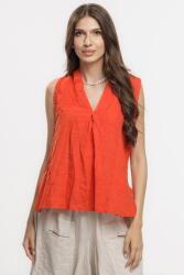 SHOPIKA Bluza fara maneci din in cu decolteu si guler inalt, rosu tangerine Talie unica