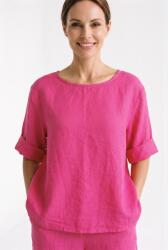 SHOPIKA Bluza din in evazata, cu nasturi pe spate, fucsia Talie unica