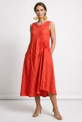 SHOPIKA Rochie midi, asimetrica, din in, cu croiala ampla A-line si detaliu drapat, rosu tangerine Talie unica