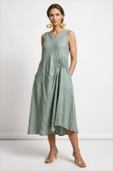 SHOPIKA Rochie midi, asimetrica, din in, cu croiala ampla A-line si detaliu drapat, verde salvie Talie unica