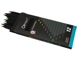 Connect Színes ceruza készlet, hatszögletű, fekete test Connect 12 klf. szín (66534)