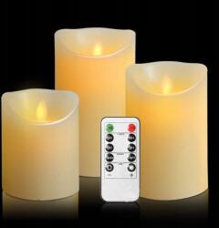  Lángmentes Led Gyertyák Távirányító Készlet 3db 300 óra R6 viasz időzítő (ŚWIECE LED)