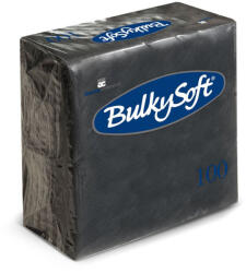 Bulky Soft Koktélszalvéta, 2 rétegű, 24x24 cm 1/4 hajtás 100 lap/csomag - fekete