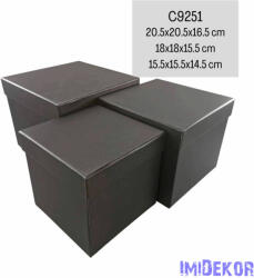  Papírdoboz 3db/szett kocka 20, 5-18-15, 5cm - Fekete